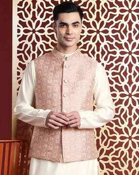 manq Men Embroidered Slim Fit Nehru Jacket-picture-29