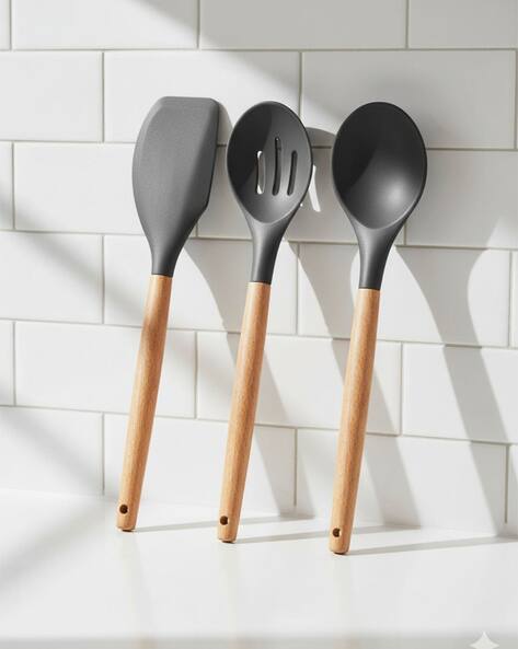 WE3 Pack of 3 Spoon Slotted Spoon and Spatula Set