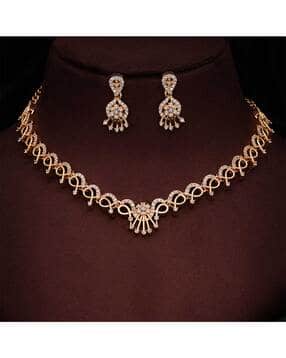 Women Gold-Plated Necklace & Earrings Set