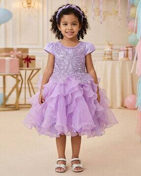 creative kid's Girls Embellished Fit & Flare Dress-picture-34