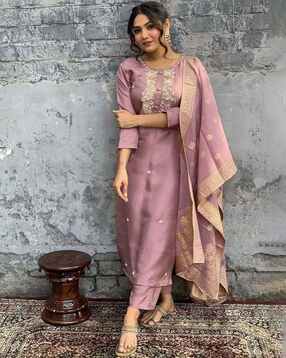 nyrika Women Embroidered Straight Kurta Suit Set-picture-51