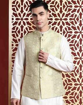 manq Men Embroidered Slim Fit Nehru Jacket-picture-20