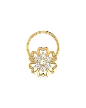 avsar Women Yellow Gold Samita Diamond-Studded Nose Pin-picture-23