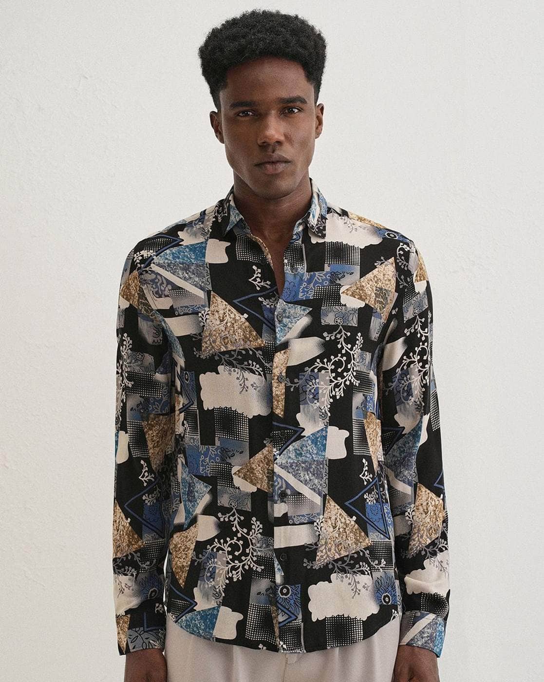 BANANA CLUB Men Printed Regular Fit Shirt For Men (Black, L)