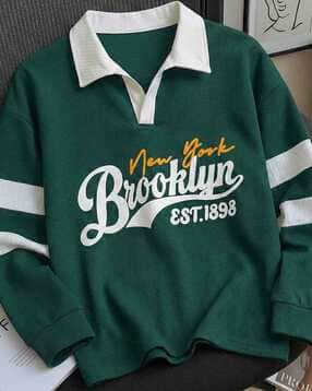 Men Typographic Print Regular Fit Polo T-Shirt