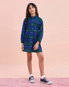u.s. polo assn. Girls Checked Shirt Dress with Flap Pockets-picture-44