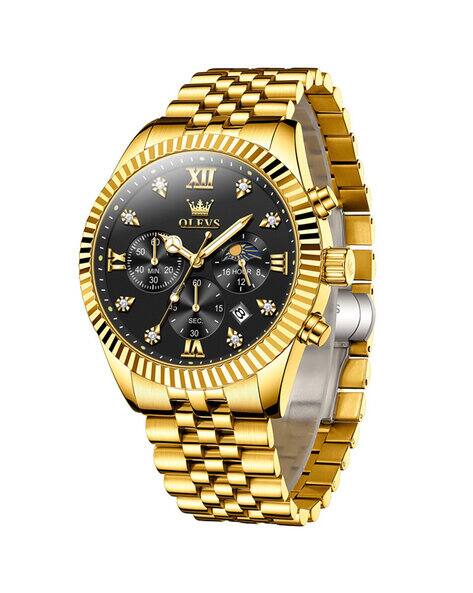 Olevs Men Analogue Watch with Luminous Dial-Date-Moon- 2932