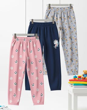 Girls Pack of 3 Printed Fitted Track Pants-image-28