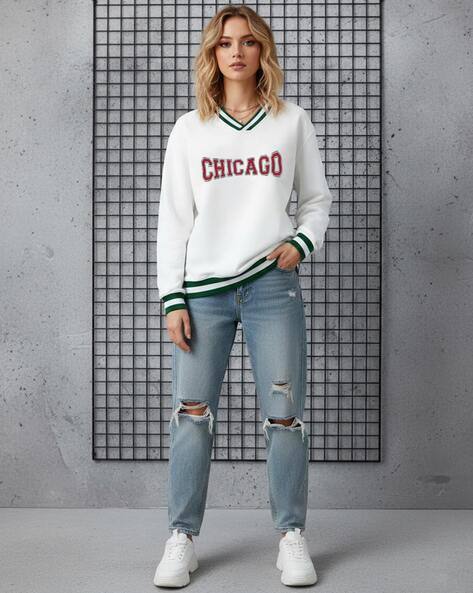 Clafoutis Women Typographic Print V-Neck Pullover