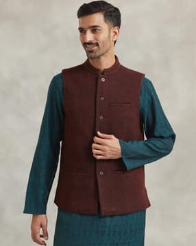 fabindia Men Regular Fit Nehru Jacket-picture-10