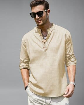 dareal Men Slim Fit Short Kurta with Mandarin Collar-picture-50