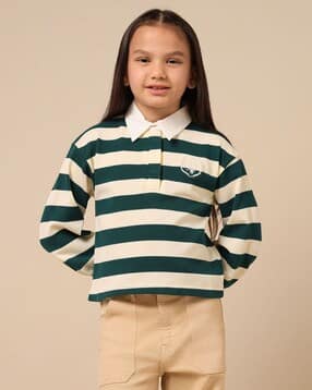 u.s. polo assn. Girls Striped Boxy Fit Top with Spread Collar-picture-12