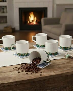 Set of 6 Ceramic Tea Cups