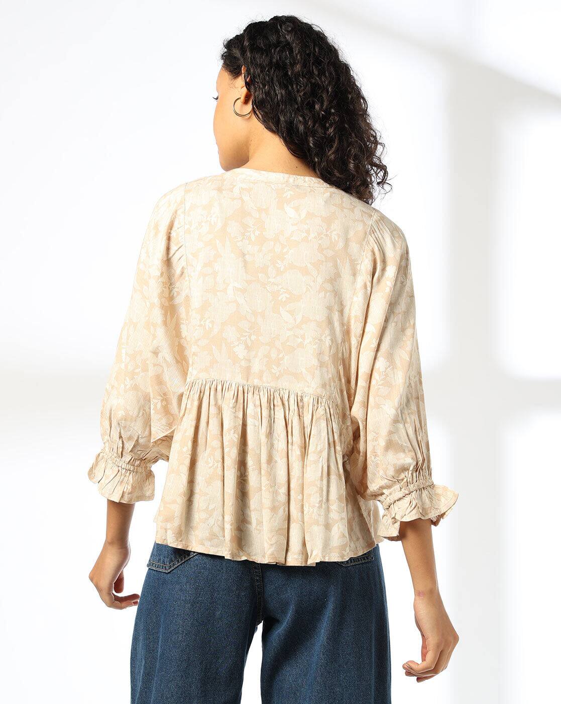 Women Floral Print Relaxed Fit Peplum Top