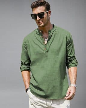 vashuqi Men Slim Fit Cotton Short Kurta-picture-30