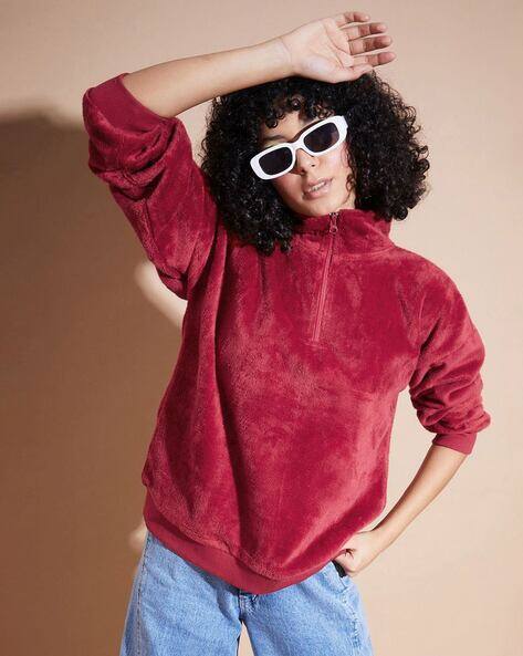 Sassafras Women Regular Fit Sweatshirt with Ribbed Hem