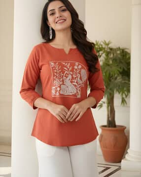 revangi Women Embroidered Regular Fit Short Kurti-picture-30