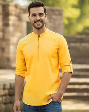univibe Men Slim Fit Cotton Short Kurta-picture-52
