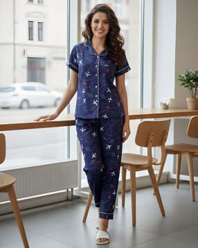 jade & julie Women Graphic Print Shirt & Pyjamas Nightwear Set-picture-35