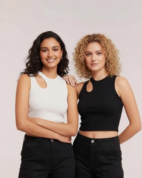 Glowberry Women Pack of 2 Ribbed Slim Fit Tank Tops