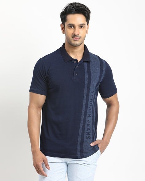 INDIAN TERRAIN Men Logo Print Regular Fit Polo T-Shirt