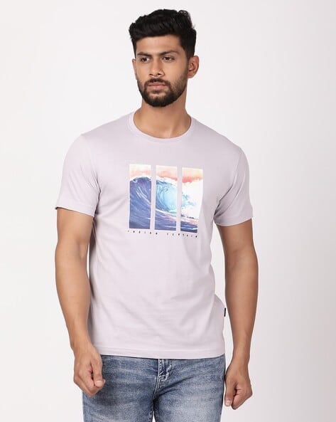 INDIAN TERRAIN Men Graphic Print Regular Fit Crew-Neck T-Shirt