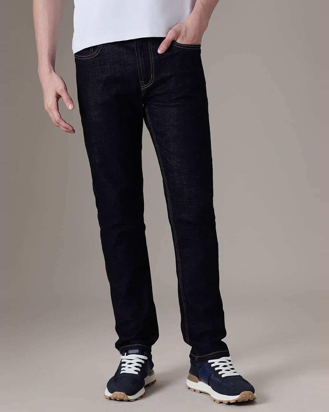 BANANA CLUB Men Mid Rise Fixed Waist Jeans For Men (Navy, 32)