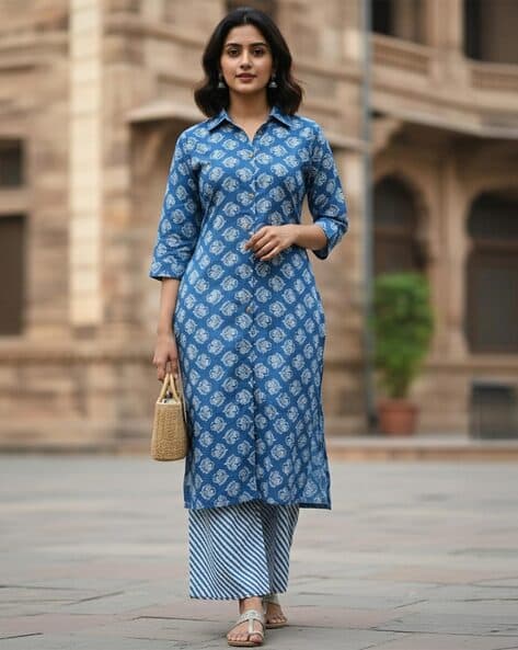 ASHRIFAB Women Printed Straight Kurta Set