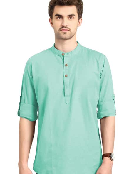 Men Slim Fit Kurta with Mandarin Collar