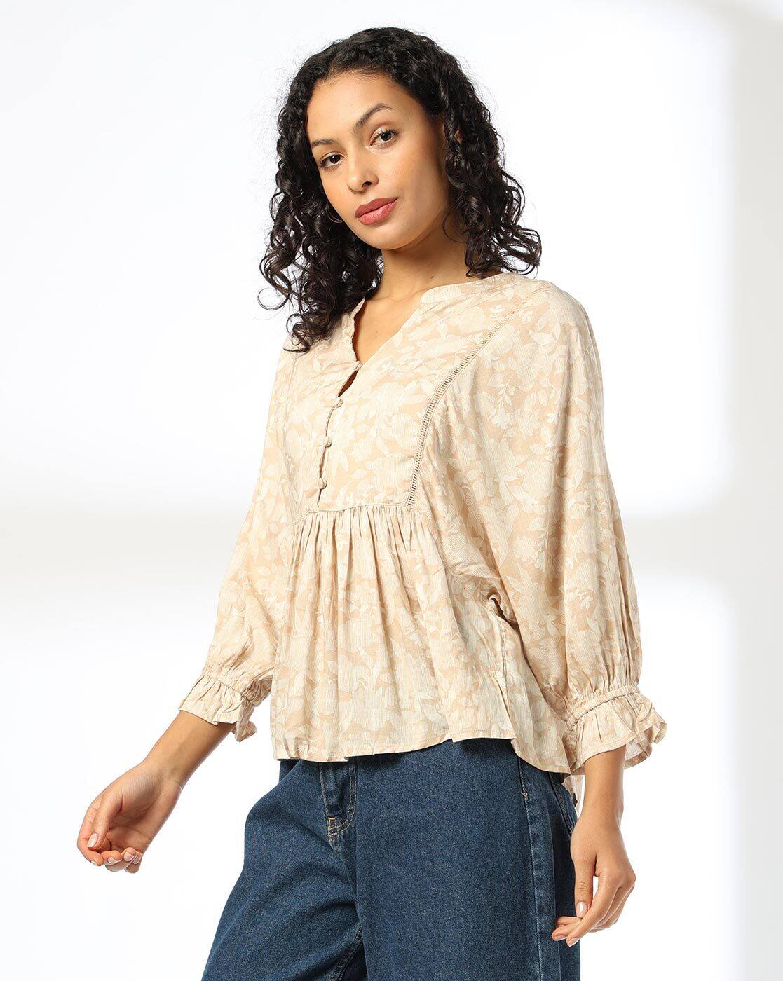 Women Floral Print Relaxed Fit Peplum Top