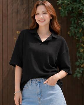 zilcon Women Loose Fit Polo T-Shirt-picture-50