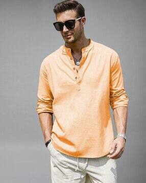 vashuqi Men Slim Fit Cotton Short Kurta-picture-15