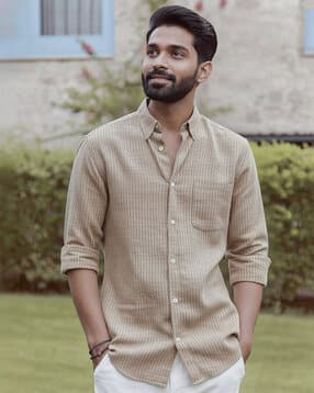 Men Striped Regular Fit Spread-Collar Shirt