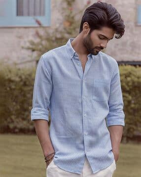 Men Striped Regular Fit Spread-Collar Shirt