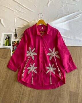 Women Embroidered Regular Fit Shirt Top