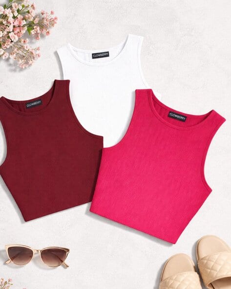 Glowberry Women Pack Of 3 Fitted Tank Top