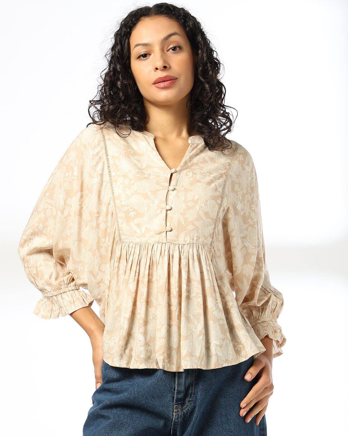 Women Floral Print Relaxed Fit Peplum Top