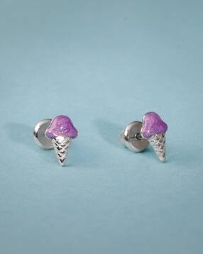 giva Girls Sterling Silver Baby Cone Stud Earrings-picture-47