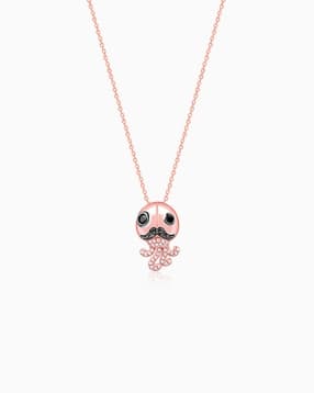 giva Women Sterling Silver Rose Gold-Plated Octopus Pendant with Chain-picture-36