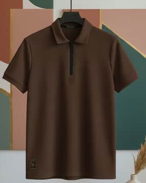 Men Ribbed Relaxed Fit Polo T-Shirt