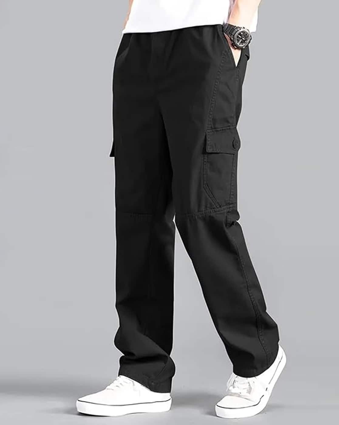 Buda Jeans Co Men Relaxed Fit Cargo Pants For Men (Black, 30)