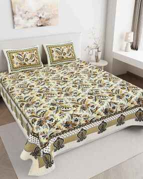 jaipur fabric 150 TC Printed Double Bedsheet with Pillow Covers-picture-34