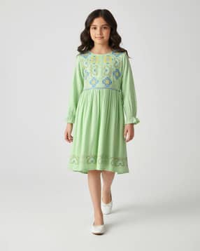 bella moda Girls Embroidered Fit and Flare Dress-picture-49