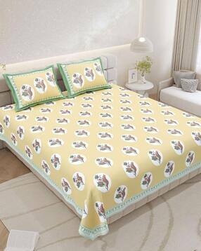 200 TC Printed King-Size Bedsheet with Pillow Covers-image-47