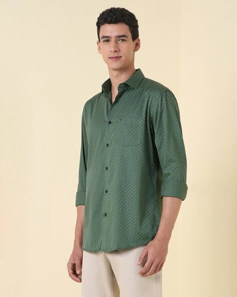 ALLEN SOLLY Men Micro Print Regular Fit Cotton Shirt