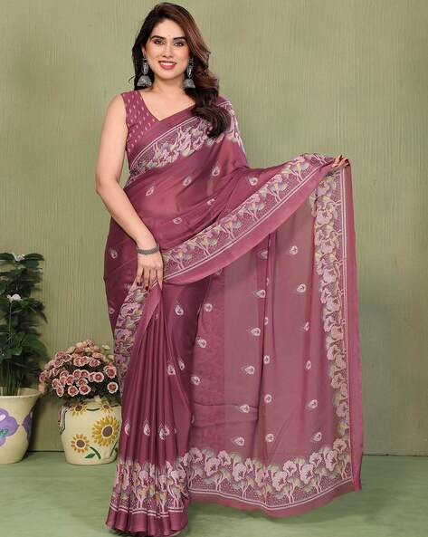 FABMORA Women Printed Saree with Blouse Piece