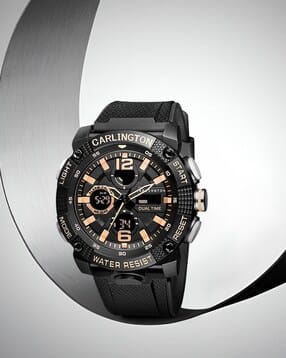 carlington Men Digital Wrist Watch with Silicone Strap-Velocity 8039 Black-picture-16