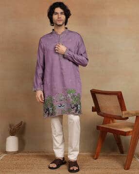 swagg india Men Embroidered Regular Fit Kurta with Mandarin Collar-picture-2