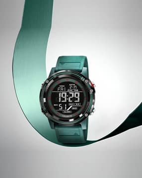 men digital wrist watch with silicone strap-velocity 8125 green