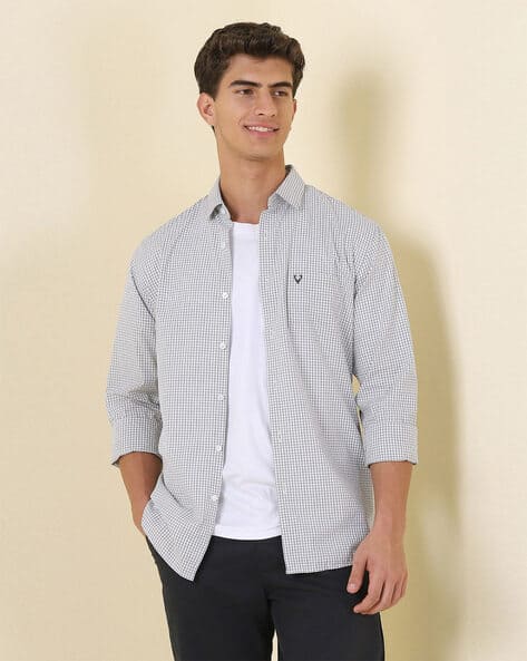 ALLEN SOLLY Men Checked Regular Fit Cotton Shirt
